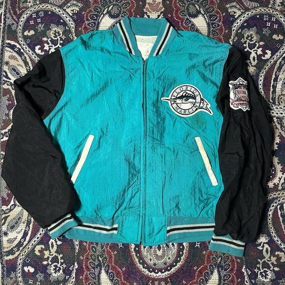 Vintage Florida Marlins MLB Starter Jacket Mens Windbreaker Bomber Style Medium - Picture 1 of 8